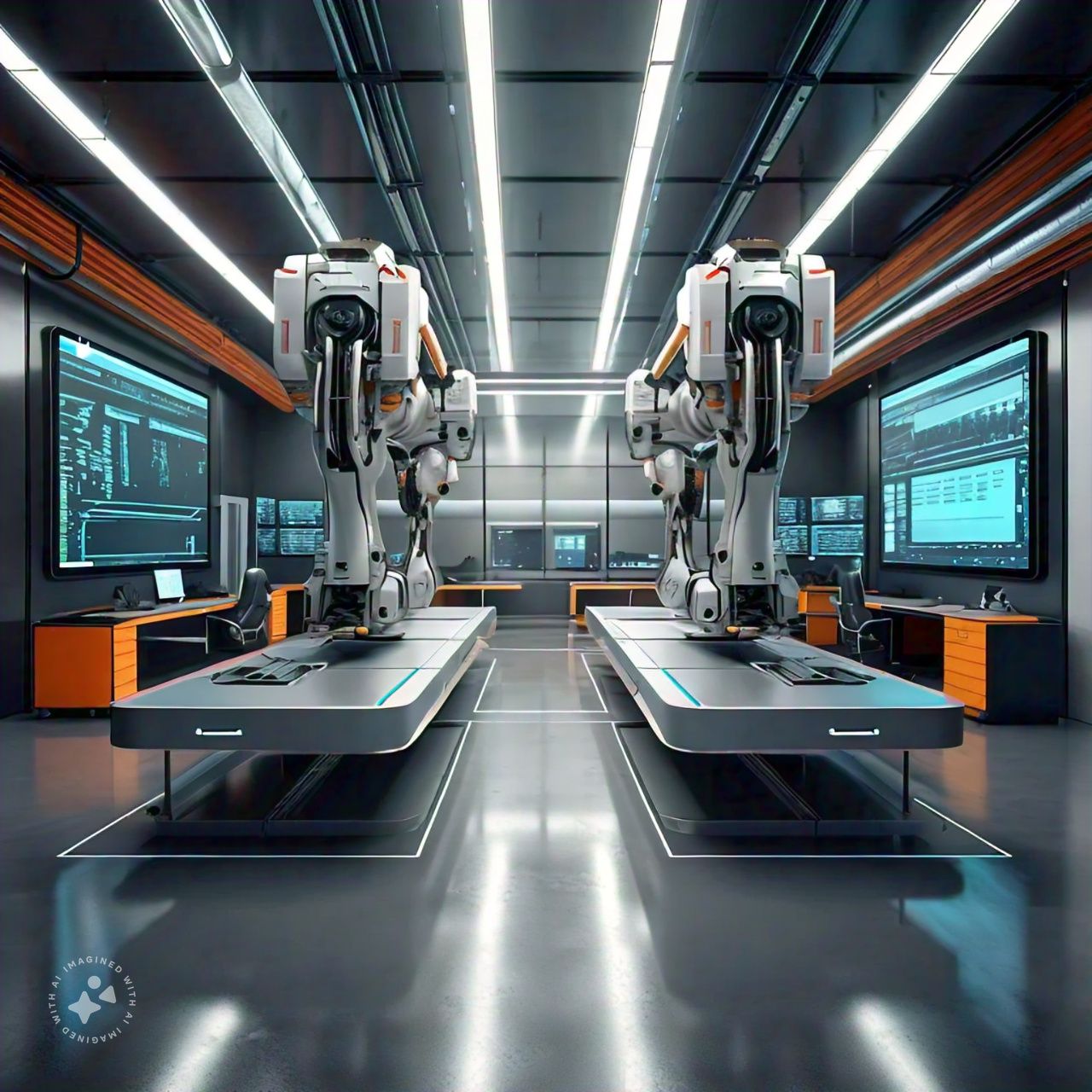 Secure server room with encryption symbols.